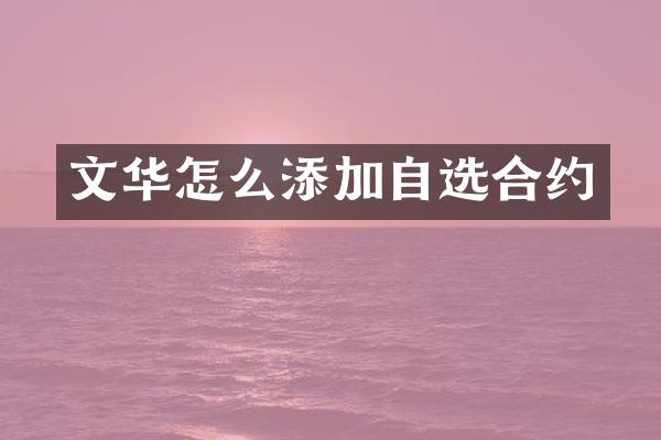 文华怎么添加自选合约