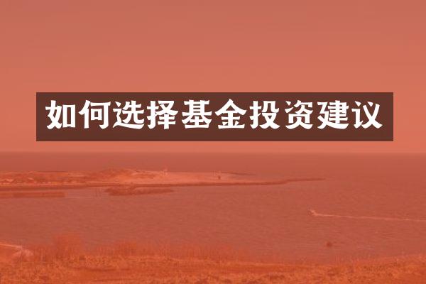 如何选择基金投资建议