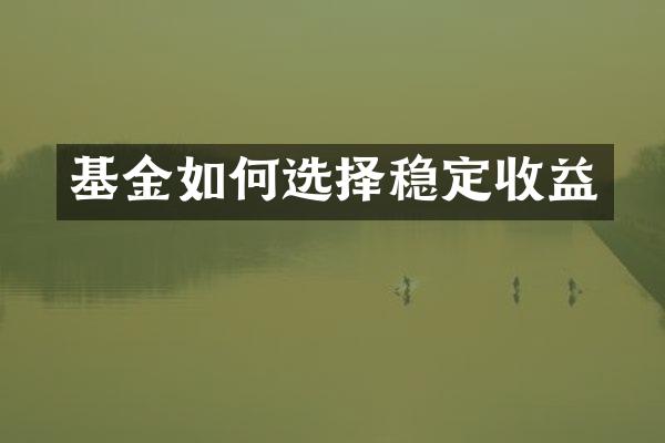 基金如何选择稳定收益