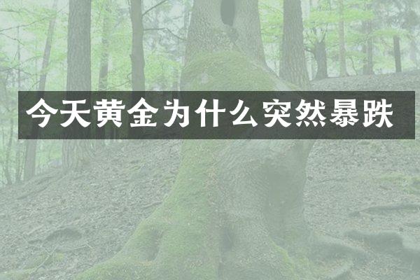今天黄金为什么突然暴跌