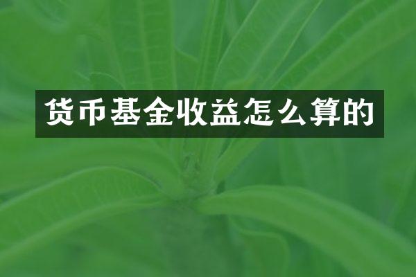 货币基金收益怎么算的