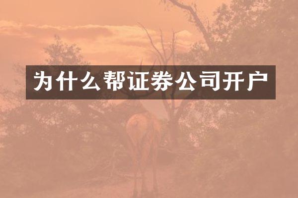 为什么帮证券公司开户