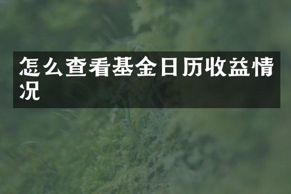 怎么查看基金日历收益情况