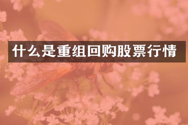 什么是重组回购股票行情