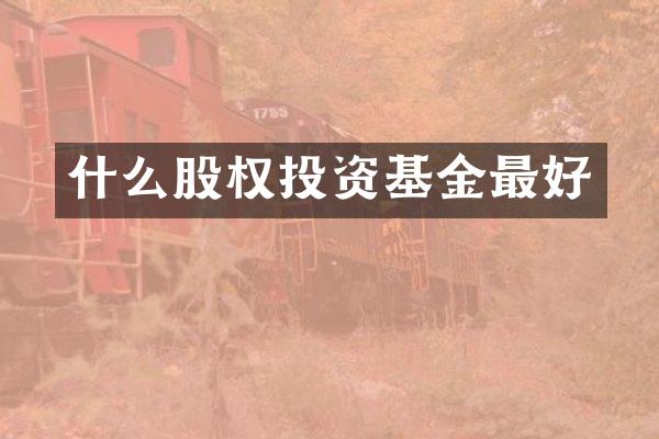 什么股权投资基金最好