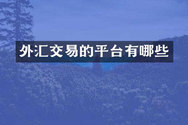 外汇交易的平台有哪些