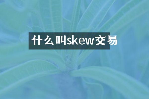 什么叫skew交易