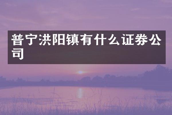 普宁洪阳镇有什么证券公司