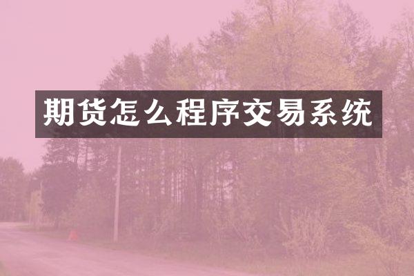 期货怎么程序交易系统