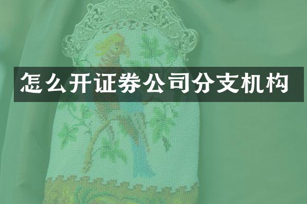 怎么开证券公司分支机构
