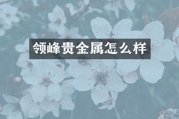 领峰贵金属怎么样