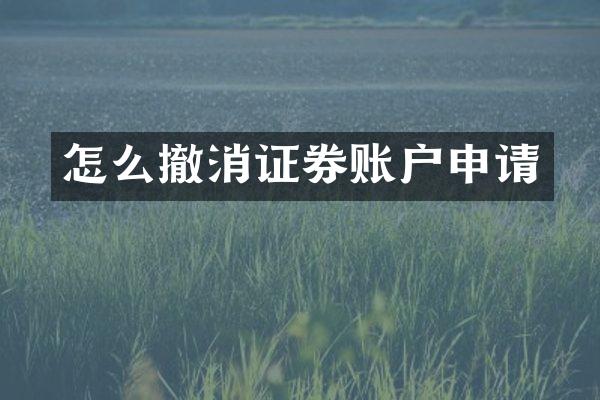 怎么撤消证券账户申请