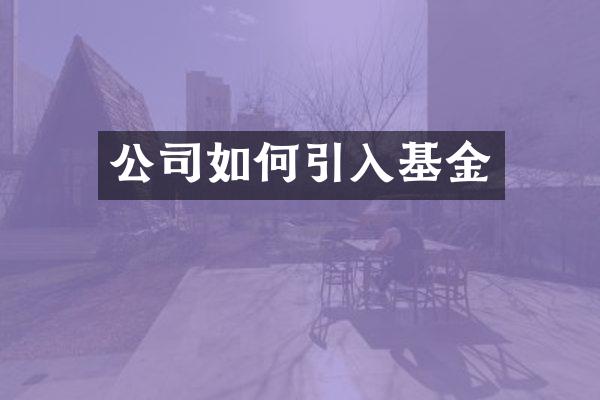 公司如何引入基金