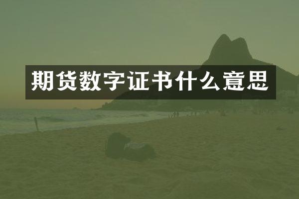 期货数字证书什么意思