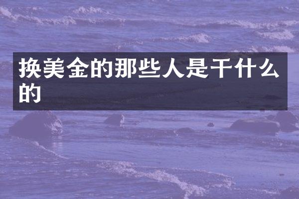 换美金的那些人是干什么的