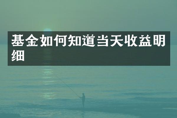 基金如何知道当天收益明细