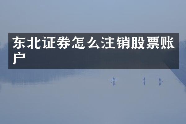 东北证券怎么注销股票账户