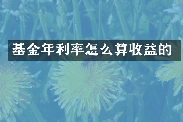 基金年利率怎么算收益的