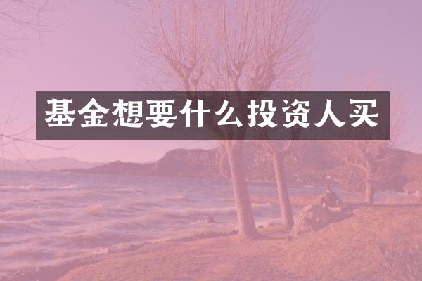 基金想要什么投资人买