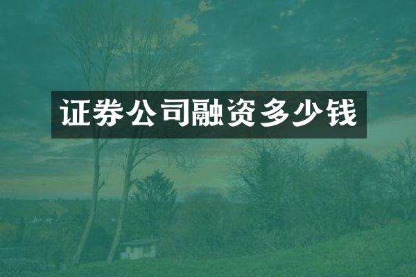 证券公司融资多少钱