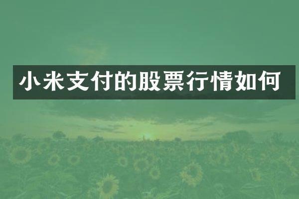 小米支付的股票行情如何