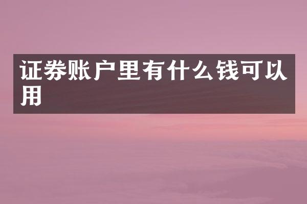 证券账户里有什么钱可以用