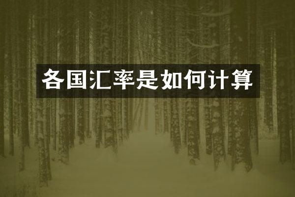 各国汇率是如何计算