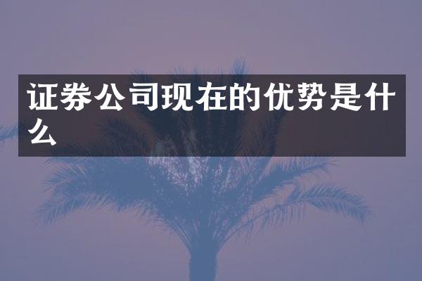 证券公司现在的优势是什么