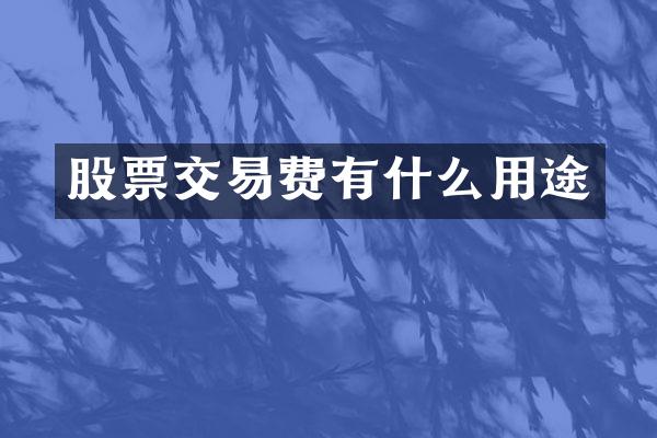 股票交易费有什么用途