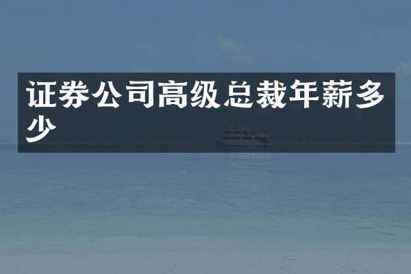 证券公司高级总裁年薪多少
