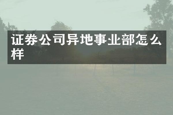 证券公司异地事业部怎么样