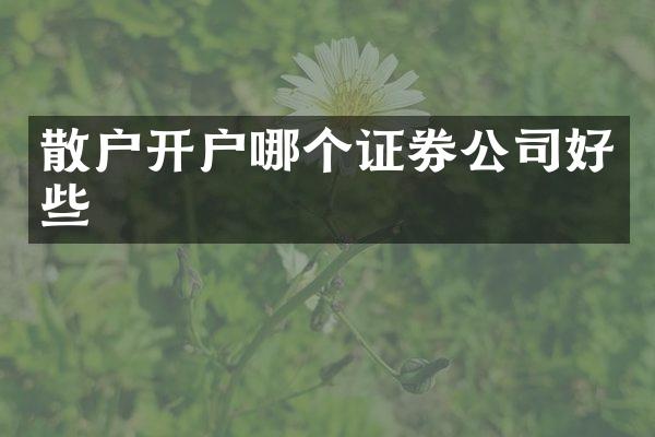 散户开户哪个证券公司好些