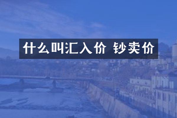 什么叫汇入价 钞卖价