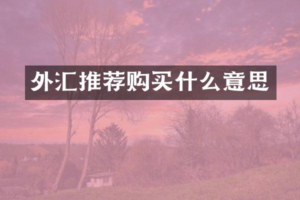 外汇推荐购买什么意思
