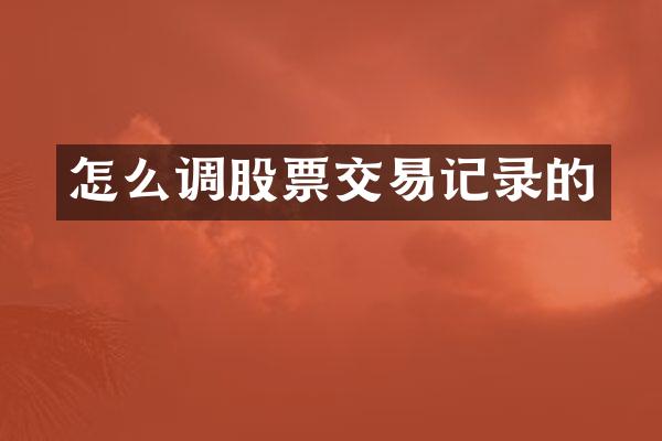 怎么调股票交易记录的