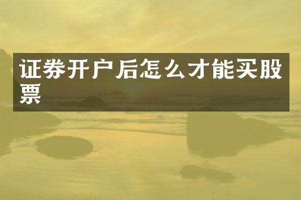 证券开户后怎么才能买股票