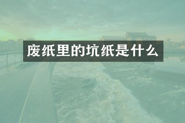 废纸里的坑纸是什么