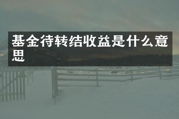 基金待转结收益是什么意思