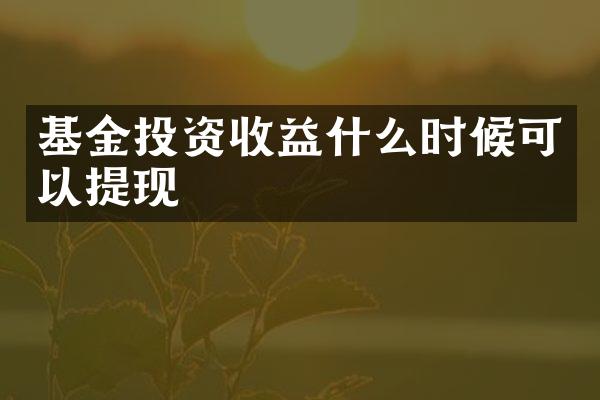 基金投资收益什么时候可以提现