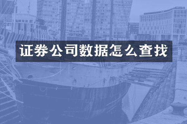 证券公司数据怎么查找