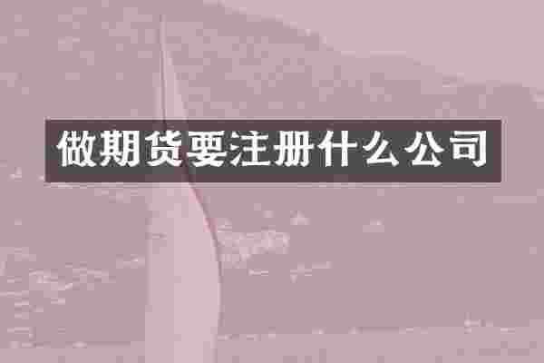 做期货要注册什么公司
