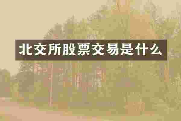 北交所股票交易是什么