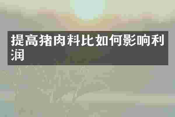 提高猪肉料比如何影响利润