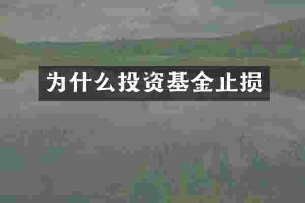 为什么投资基金止损