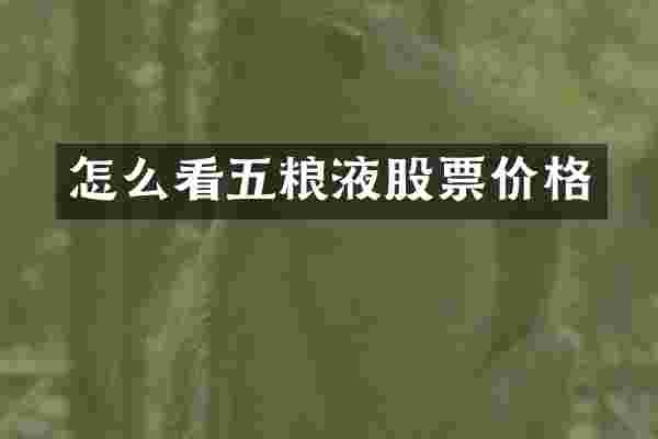 怎么看五粮液股票价格