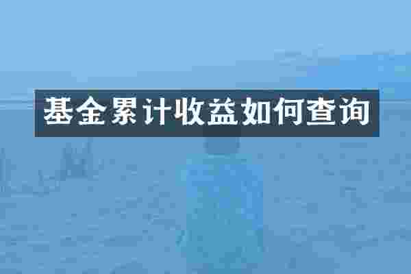 基金累计收益如何查询