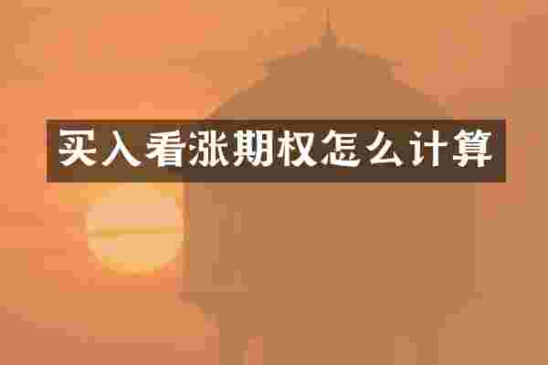 买入看涨期权怎么计算