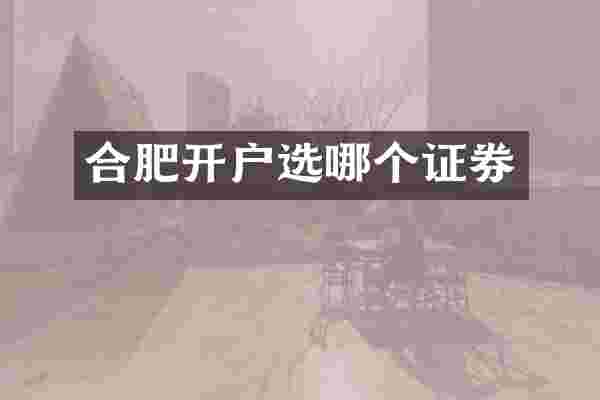 合肥开户选哪个证券