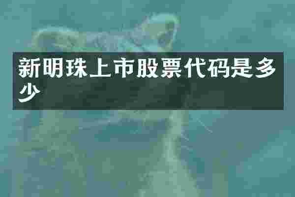 新明珠上市股票代码是多少