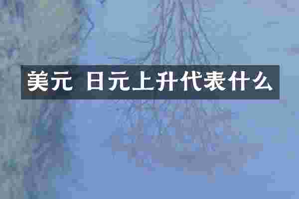 美元 日元上升代表什么